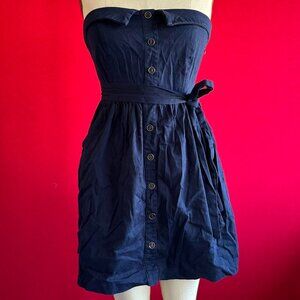 Monteau Navy Strapless Button-Front Dress